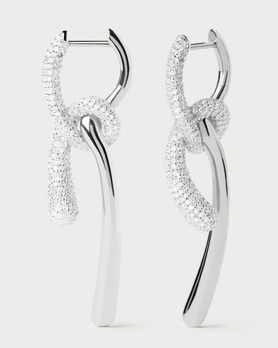 PDPAOLA Pave Twist Hoops - Silver | Mocha Australia