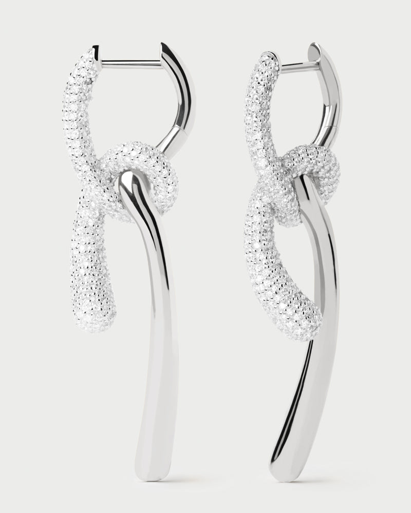 PDPAOLA Pave Twist Hoops - Silver | Mocha Australia