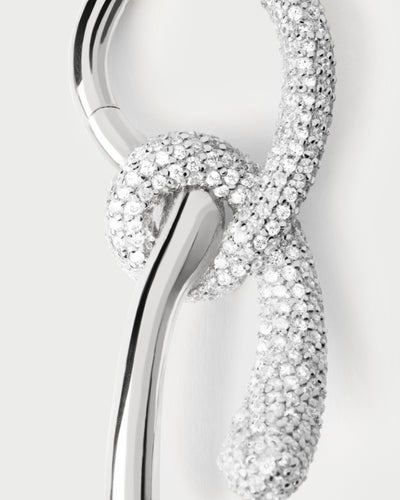 PDPAOLA Pave Twist Hoops - Silver | Mocha Australia