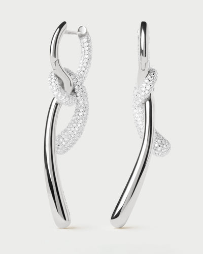 PDPAOLA Pave Twist Hoops - Silver | Mocha Australia
