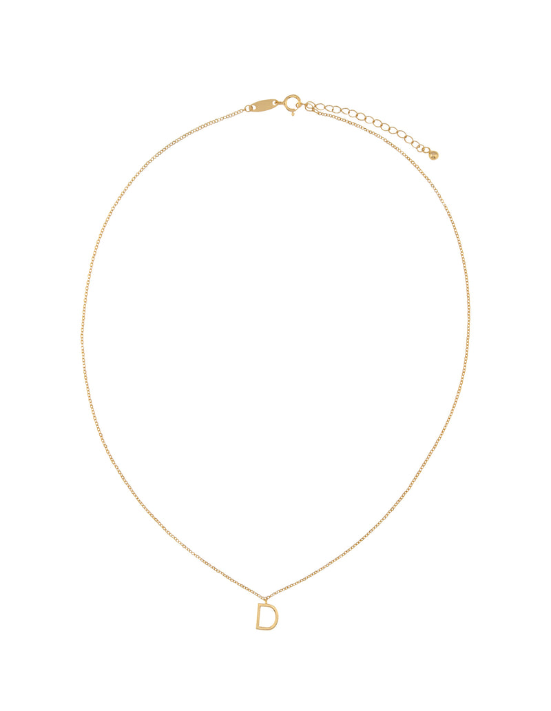 Elly Lou Timeless Initial Necklace - D- Gold | Mocha Australia