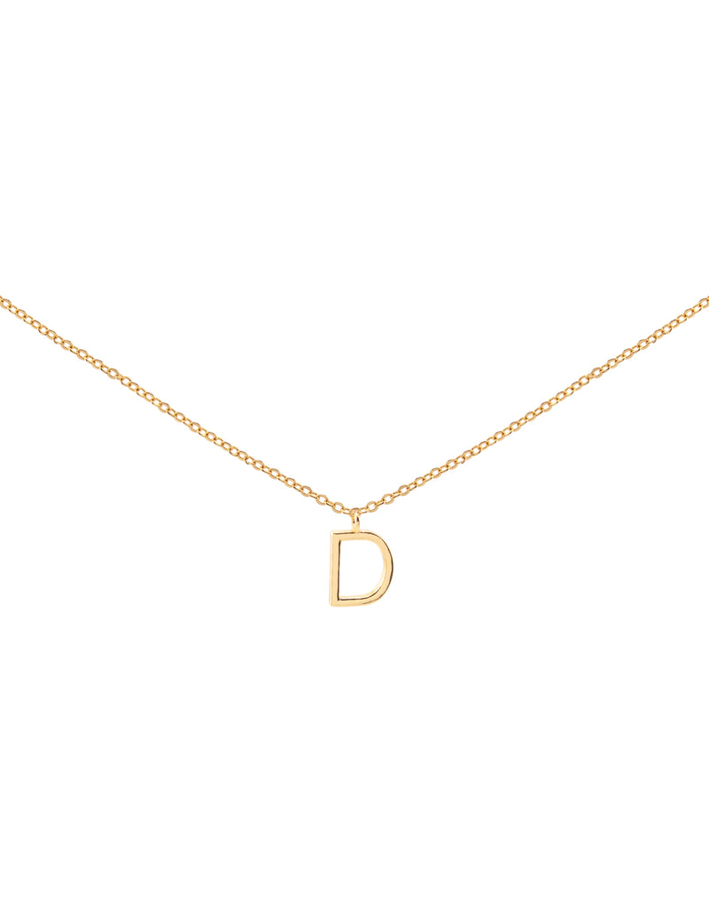 Elly Lou Timeless Initial Necklace - D- Gold | Mocha Australia