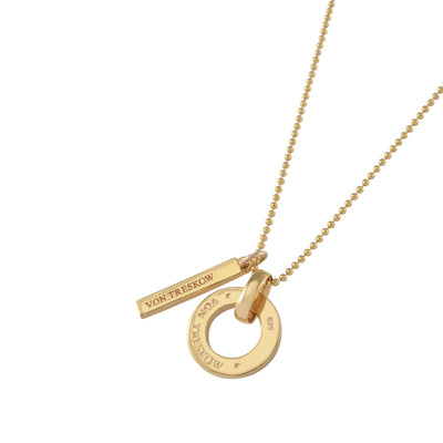 Von Treskow Yg Plated Fine Ball Chain Necklace w/ VT Disc & Bar-45cm | Mocha Australia