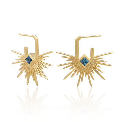 Rachel Jackson Electric Goddess Blue Topaz Large Hoops - Gold | Mocha Australia