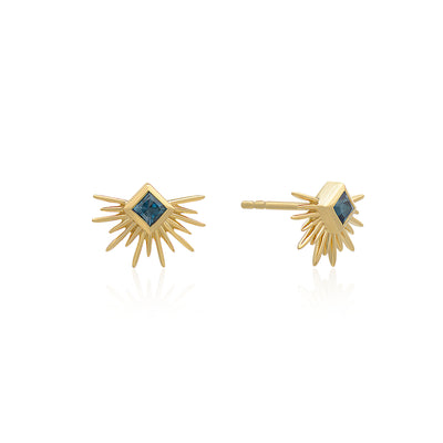 Rachel Jackson Electric Goddess Blue Topaz Stud Earrings - Gold | Mocha Australia