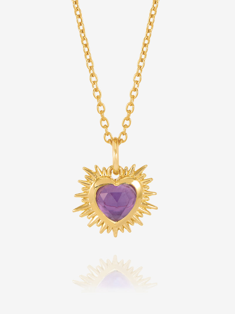 Rachel Jackson Electric Love Birthsone Heart Necklace FEBRUARY - Gold