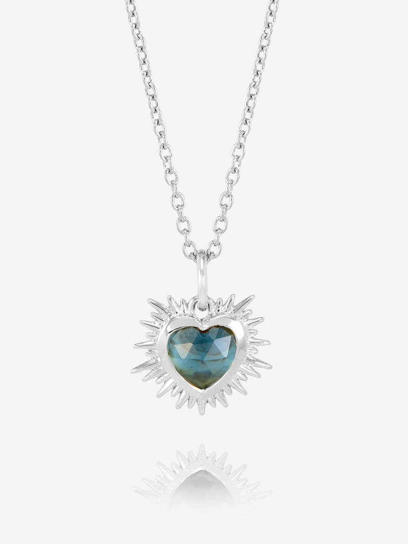 Rachel Jackson Electric Love Birthsone Heart Necklace DECEMBER - Silver