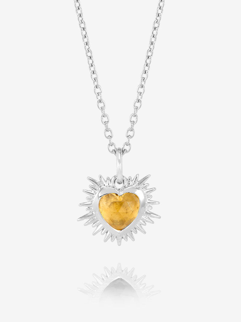 Rachel Jackson Electric Love Birthsone Heart Necklace NOVEMBER - Silver