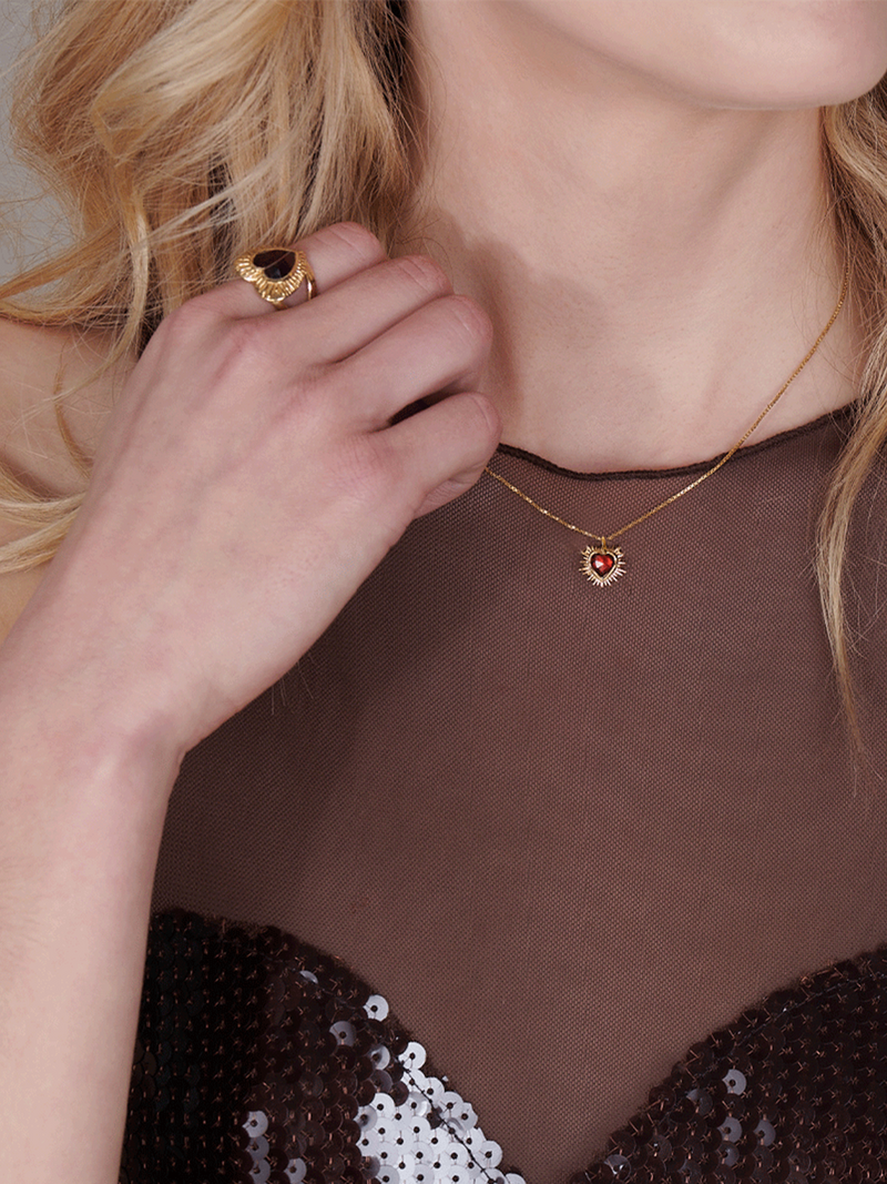Rachel Jackson Electric Love Birthsone Heart Necklace JANUARY - Gold | Mocha Australia
