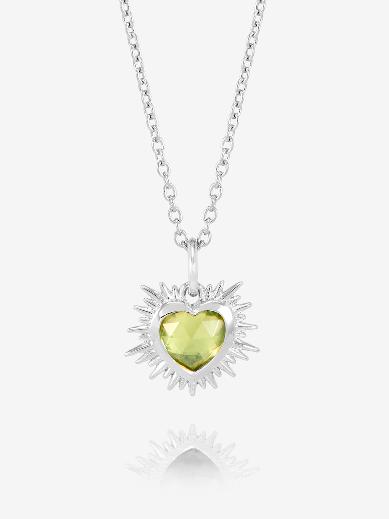 Rachel Jackson Electric Love Birthsone Heart Necklace AUGUST - Silver