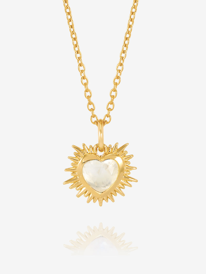 Rachel Jackson Electric Love Birthsone Heart Necklace APRIL - Gold | Mocha Australia