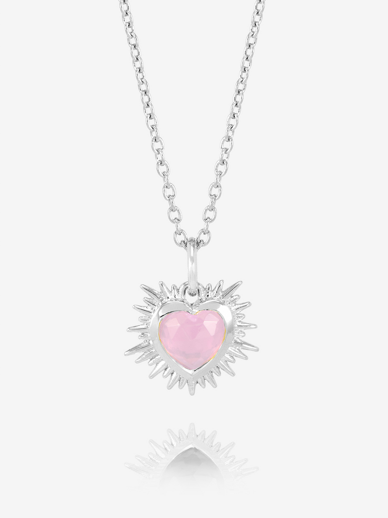 Rachel Jackson Electric Love Birthsone Heart Necklace OCTOBER - Silver