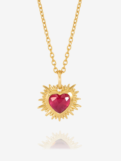 Rachel Jackson Electric Love Birthsone Heart Necklace JULY - Gold | Mocha Australia