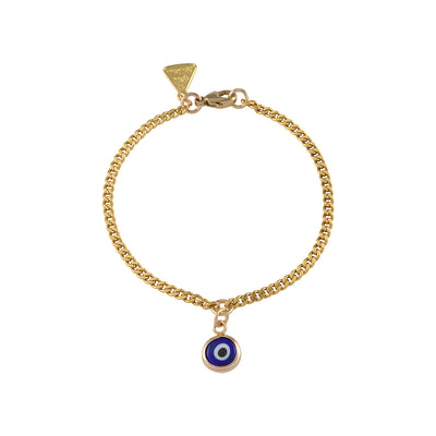 Von Treskow Yg Curb Chain Bracelet w/ 8mm Evil Eye - Gold | Mocha Australia