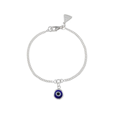 Von Treskow Ss Curb Chain Bracelet w/ 8mm Evil Eye - Silver | Mocha Australia