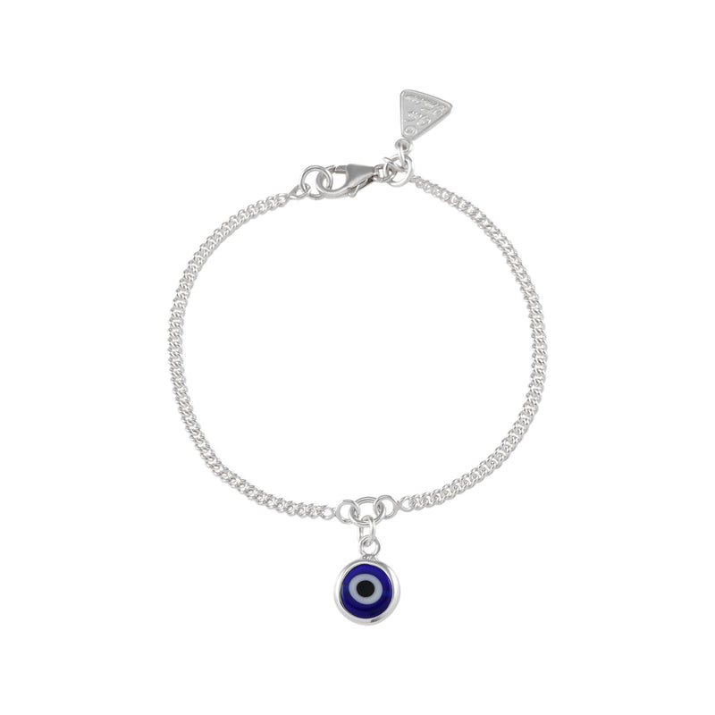 Von Treskow Ss Curb Chain Bracelet w/ 8mm Evil Eye - Silver | Mocha Australia