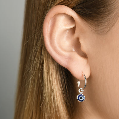 Von Treskow Ss Open Hoop Studs w/ 6mm Evil Eye - Silver | Mocha Australia