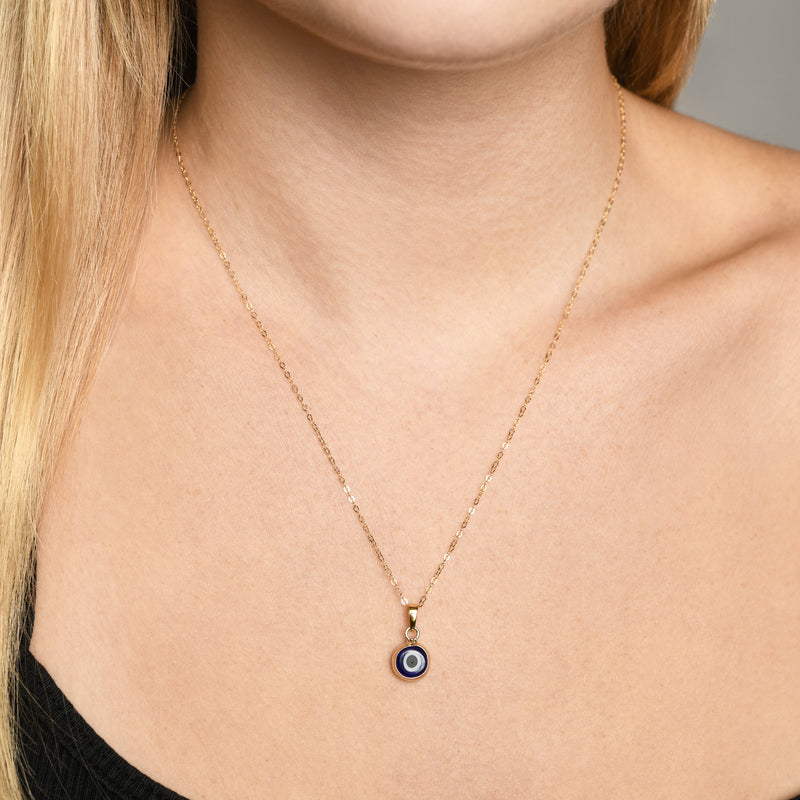 Von Treskow Yg Cable Chain Necklace w/ 8mm Evil Eye - Gold | Mocha Australia