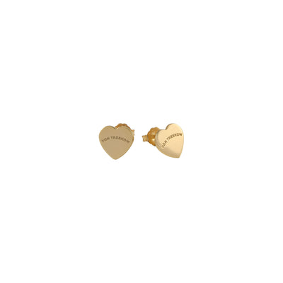 Von Treskow Yg Mini Flat Heart Studs - Gold | Mocha Australia