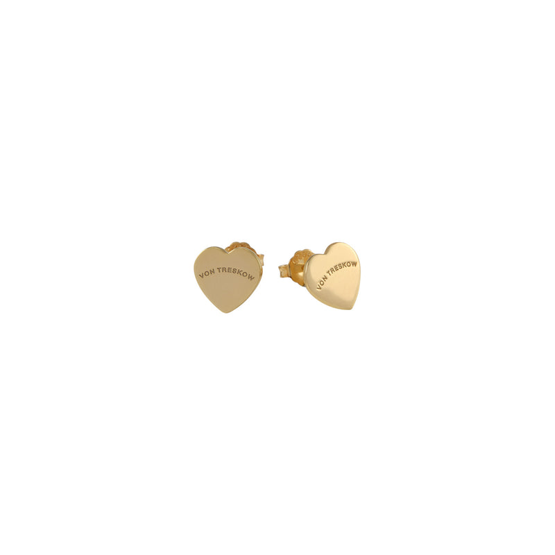 Von Treskow Yg Mini Flat Heart Studs - Gold | Mocha Australia