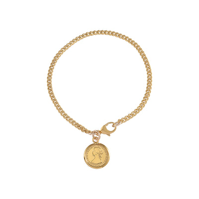 Von Treskow Yg Filled Curb Chain Bracelet w Tiny Australian Token - Gold | Mocha Australia