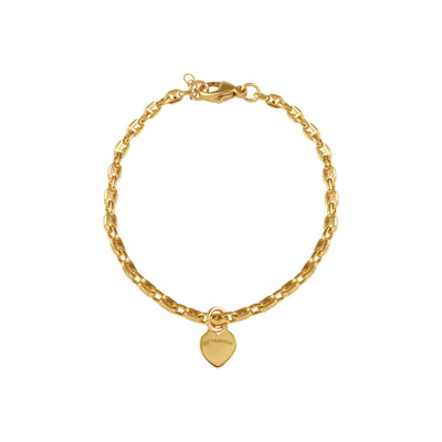 Von Treskow Yg Filled Mariner Link Bracelet w 8mm VT Heart - Gold | Mocha Australia
