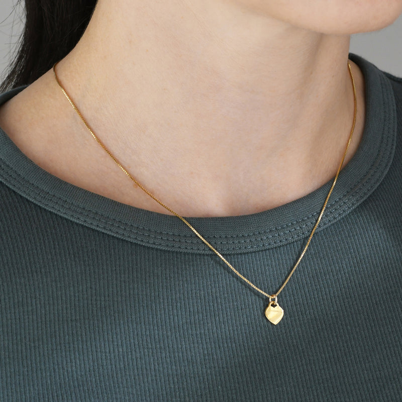Von Treskow Yg Filled Box Chain Necklace w 8mm VT Heart - Gold | Mocha Australia