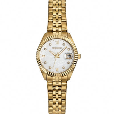Gregio Mallory Petit Watch- Yellow Gold/White Face | Mocha Australia