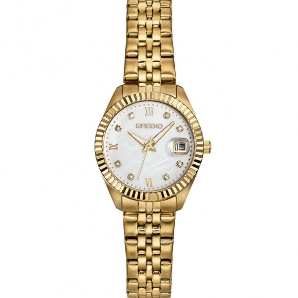 Gregio Mallory Petit Watch- Yellow Gold/White Face | Mocha Australia