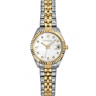 Gregio Mallory Petit Watch- Two Tone/White Face | Mocha Australia