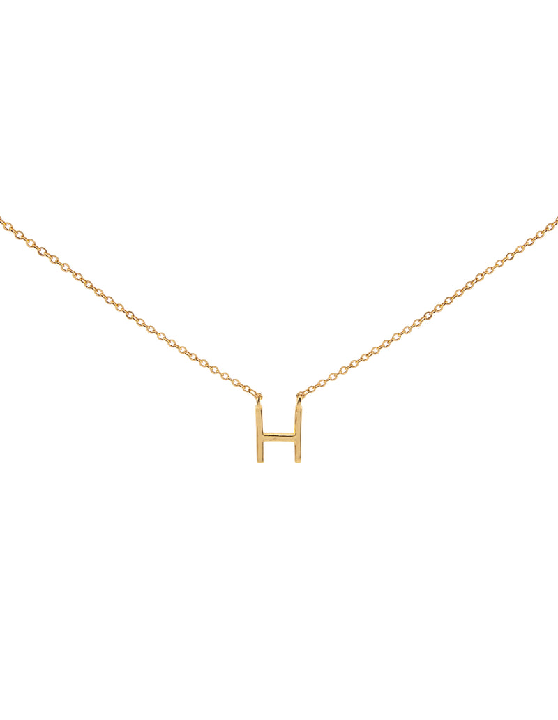 Elly Lou Timeless Initial Necklace - H- Gold | Mocha Australia