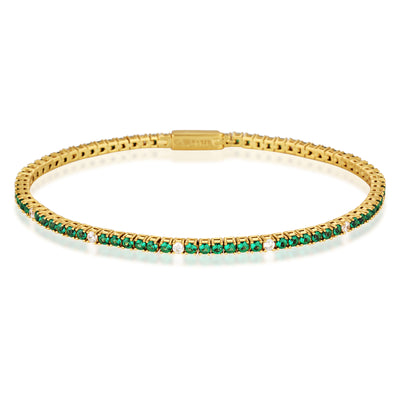 Georgini Milestone Emerald Nano & White Cz 2mm Tennis Bracelet | Mocha Australia