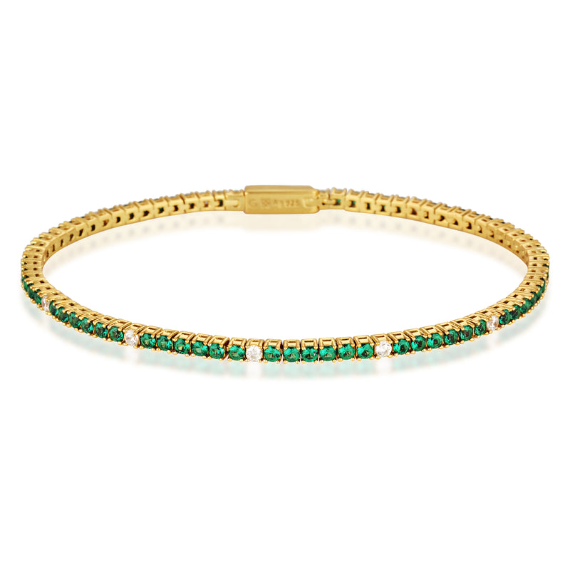 Georgini Milestone Emerald Nano & White Cz 2mm Tennis Bracelet | Mocha Australia