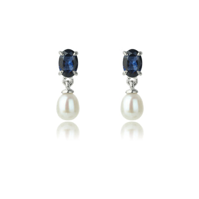 Georgini Oceans Whitsundays Freshwater Pearl Earrings- Sapphire Blue | Mocha Australia