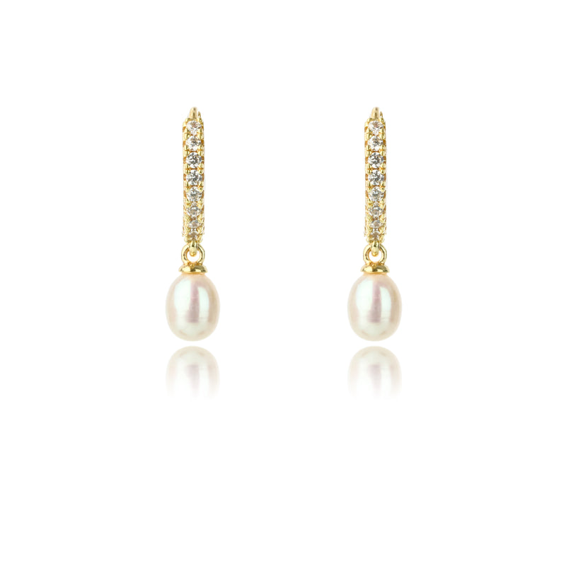 Georgini Oceans Bondi Freshwater Pearl Earrings- Gold | Mocha Australia