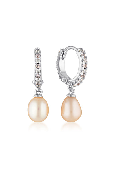 Georgini Bondi Pink Freshwater Pearl & Morganite CZ Earrings- Silver | Mocha Australia