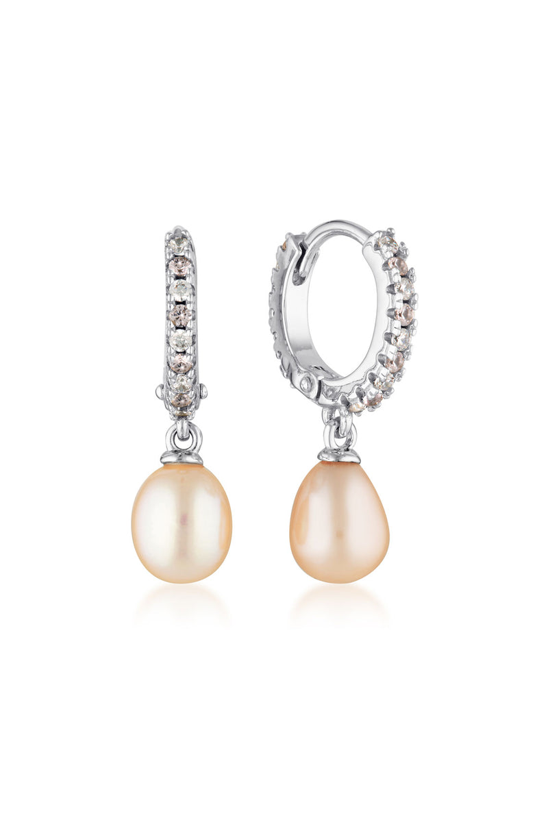 Georgini Bondi Pink Freshwater Pearl & Morganite CZ Earrings- Silver | Mocha Australia