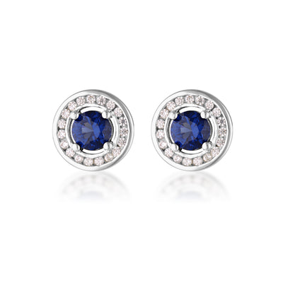 Georgini Milestone Sapphire Nano & White Cz Halo Earrings | Mocha Australia