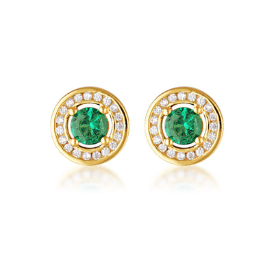 Georgini Milestone Emerald Nano & White Cz Halo Earrings | Mocha Australia