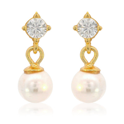 Georgini Adagio Touch of Sparkle Dangle Drop Pearl Earrings - Gold | Mocha Australia