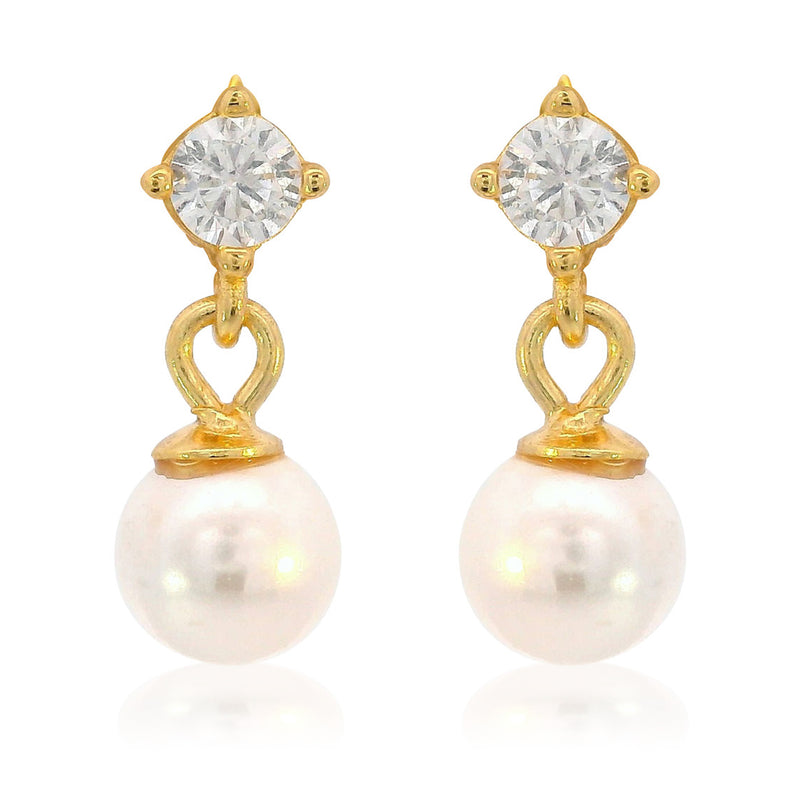 Georgini Adagio Touch of Sparkle Dangle Drop Pearl Earrings - Gold | Mocha Australia