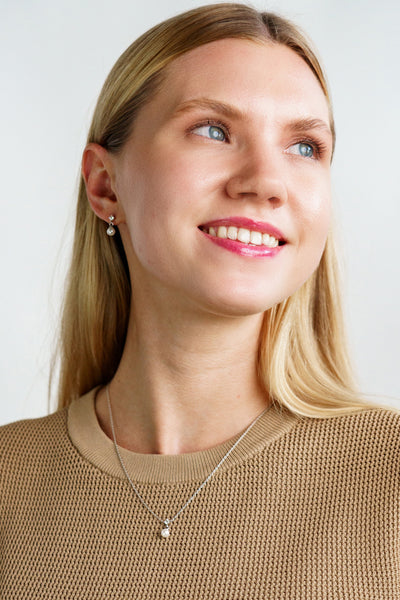 Georgini Adagio Touch of Sparkle Pearl Necklace - Silver | Mocha Australia