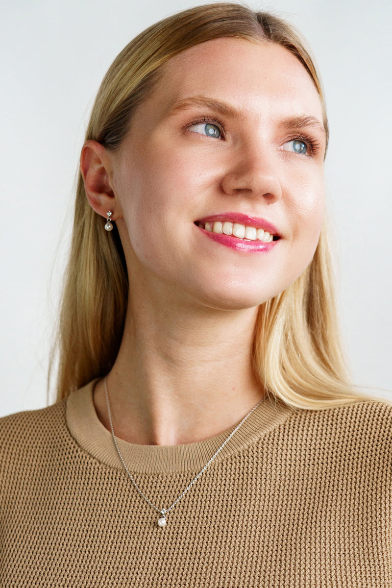 Georgini Adagio Touch of Sparkle Pearl Necklace - Silver | Mocha Australia