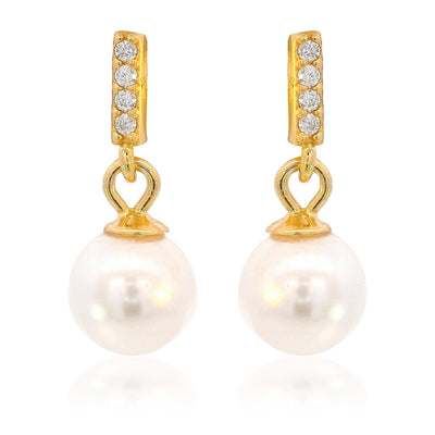 Georgini Adagio Effortless Glow Bar Dangle Pearl Earrings - Gold | Mocha Australia