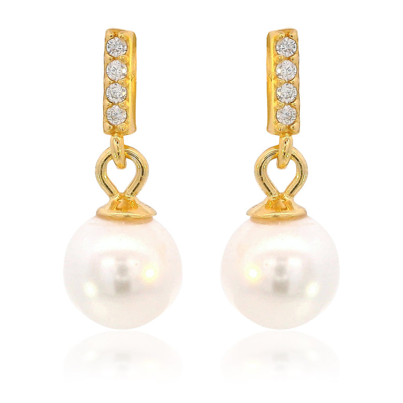 Georgini Adagio Effortless Glow Bar Dangle Pearl Earrings - Gold | Mocha Australia