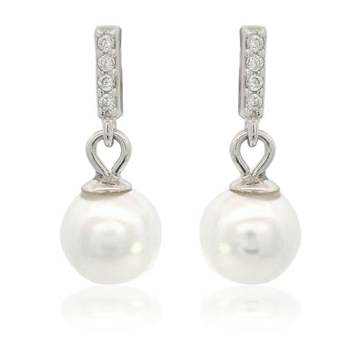 Georgini Adagio Effortless Glow Bar Dangle Pearl Earrings - Silver | Mocha Australia