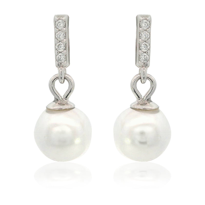 Georgini Adagio Effortless Glow Bar Dangle Pearl Earrings - Silver | Mocha Australia