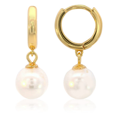 Georgini Adagio Nine-2-Five Pearl Hoop Earrings - Gold | Mocha Australia