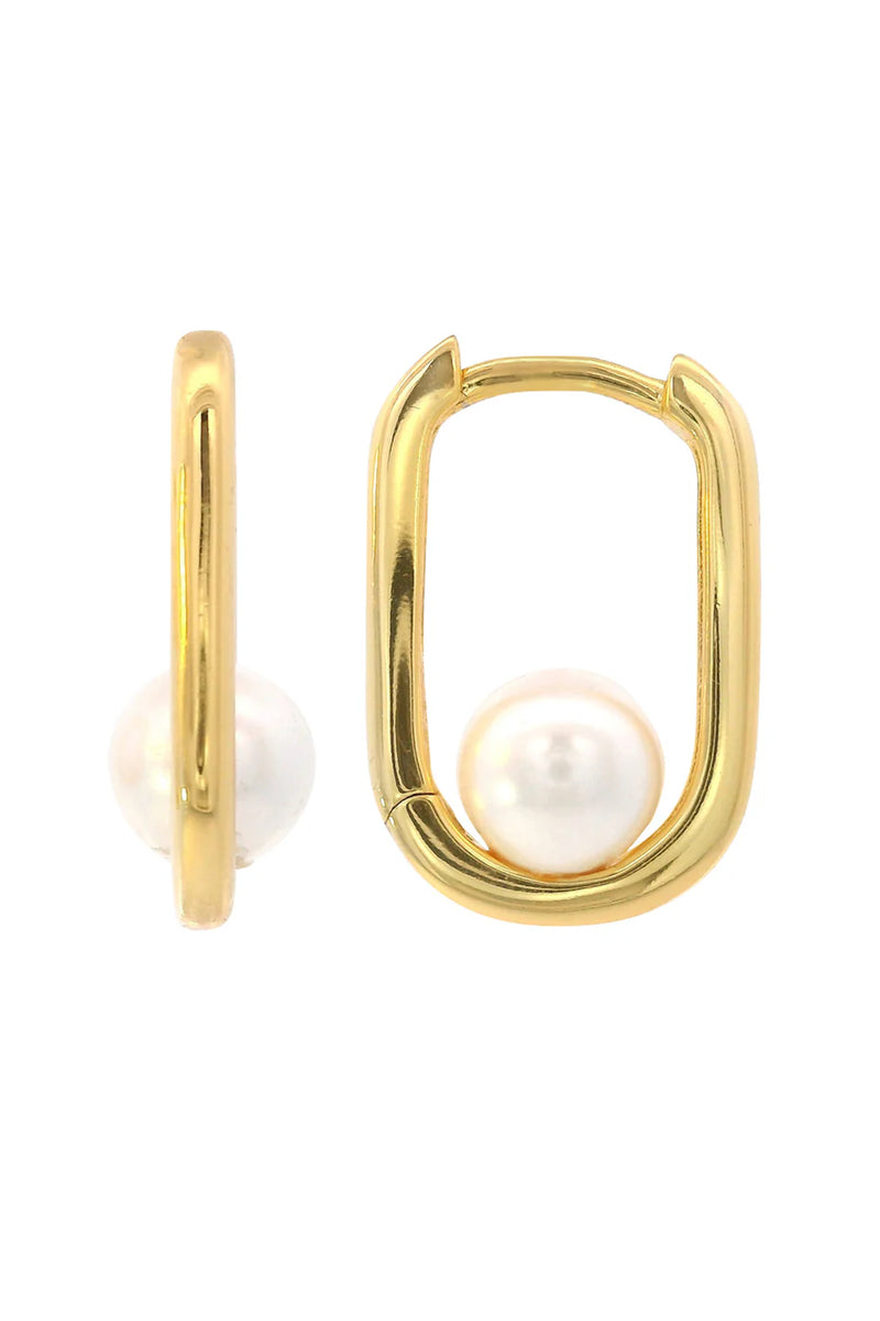 Georgini Adagio Nine-2-Five Pearl Oval Hoops - Gold