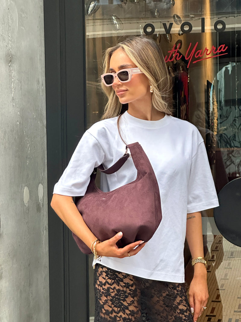 Mocha June Suede Hobo Bag - Burgundy | Mocha Australia